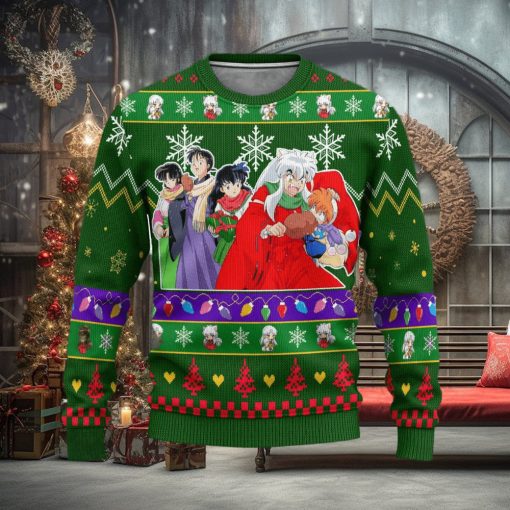 Inuyasha Anime InuYasha Xmas Women Mens Ugly Christmas 3D Knitted Sweater