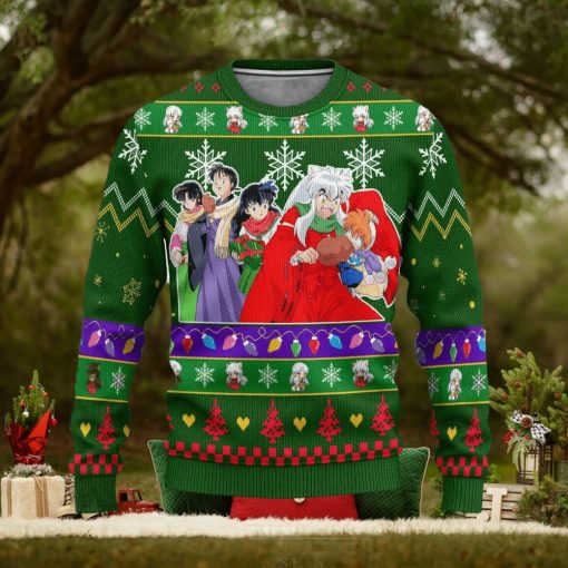 Inuyasha Anime InuYasha Xmas Women Mens Ugly Christmas 3D Knitted Sweater