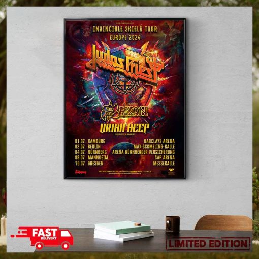 Invincible Shield Tour Europe 2024 Judas Priest With Saxon And Uriah Heep Schedule List Poster Canvas