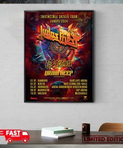 Invincible Shield Tour Europe 2024 Judas Priest With Saxon And Uriah Heep Schedule List Poster Canvas