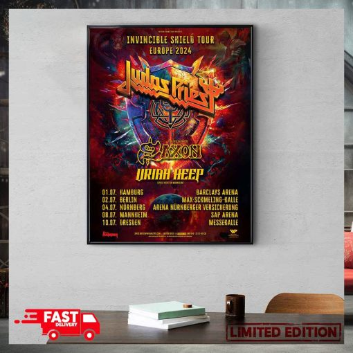 Invincible Shield Tour Europe 2024 Judas Priest With Saxon And Uriah Heep Schedule List Poster Canvas