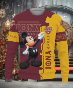 Iona Gaels Mickey Mouse Champions Football Knitted Xmas Sweater AOP
