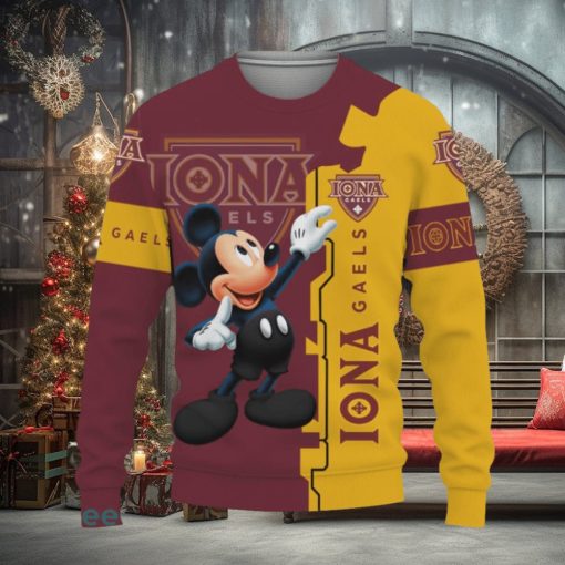 Iona Gaels Mickey Mouse Champions Football Knitted Xmas Sweater AOP