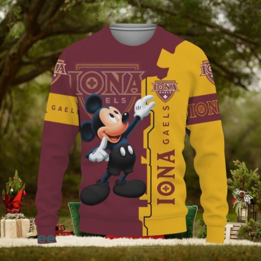 Iona Gaels Mickey Mouse Champions Football Knitted Xmas Sweater AOP