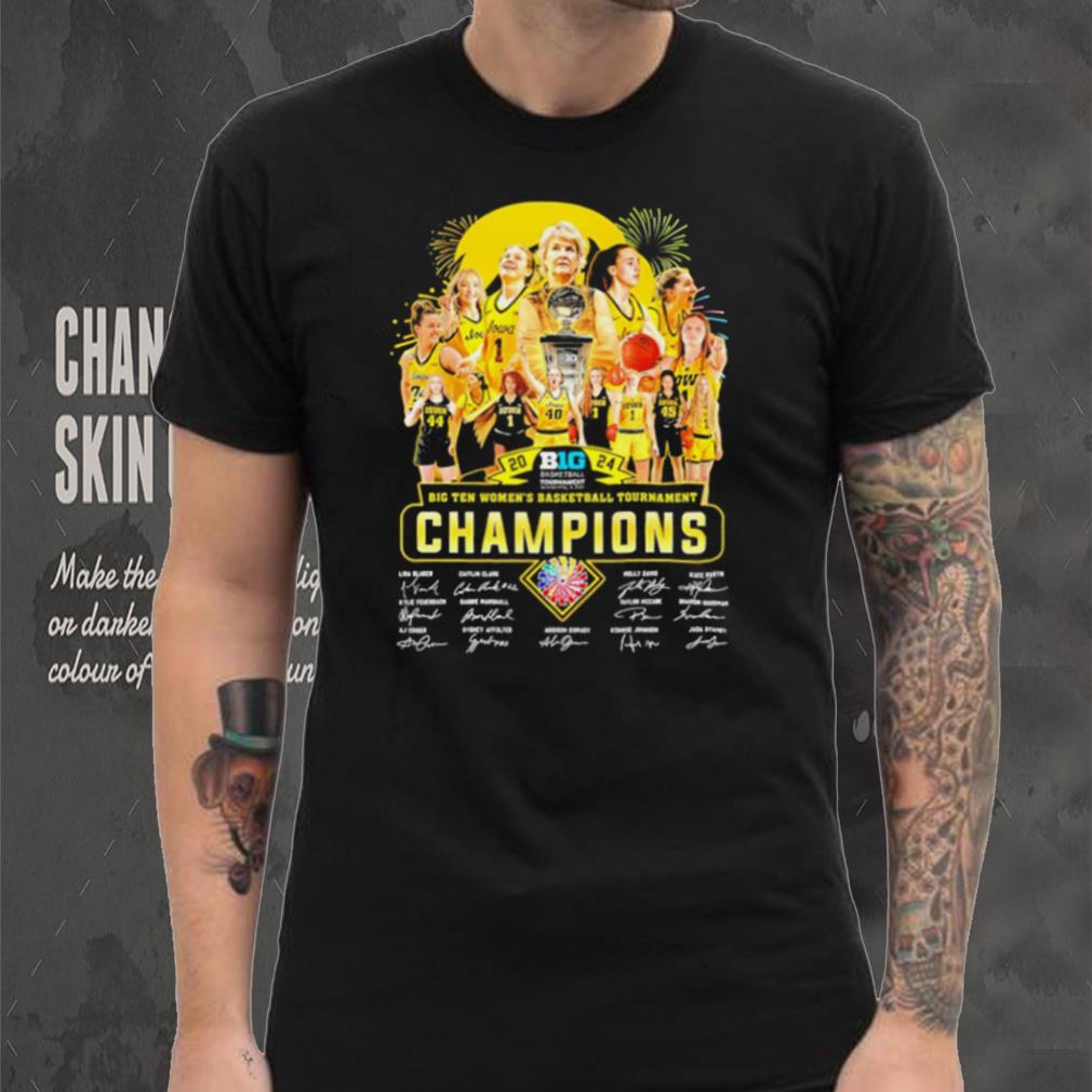 Iowa Hawkeyes 2024 Big Ten women’s basketball Tournament Champions player signatures firework logo shirt Iowa Hawkeyes 2024 Big Ten women’s basketball Tournament Champions player signatures firework logo shirt