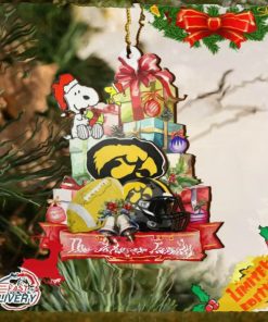 Iowa Hawkeyes And Snoopy Christmas NCAA Ornament Custom Your Family Name