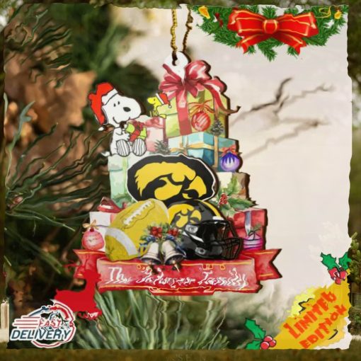 Iowa Hawkeyes And Snoopy Christmas NCAA Ornament Custom Your Family Name