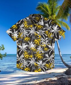 Iowa Hawkeyes Black Floral Hawaiian Shirt