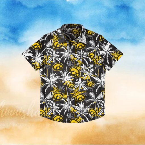 Iowa Hawkeyes Black Floral Hawaiian Shirt