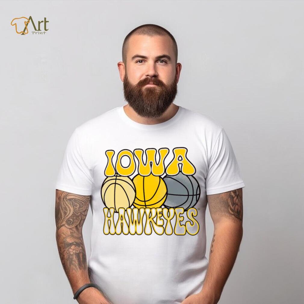 Iowa Hawkeyes Ivory Retro Basketball T Shirt Iowa Hawkeyes Ivory Retro Basketball T Shirt