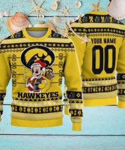 Iowa Hawkeyes Mickey Player Custom Name And Number Ugly Christmas Sweater