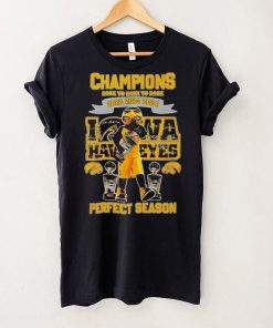 Iowa Hawkeyes Perfect Season mascot Champions Back to back to back 2022 2023 2024 signature shirt