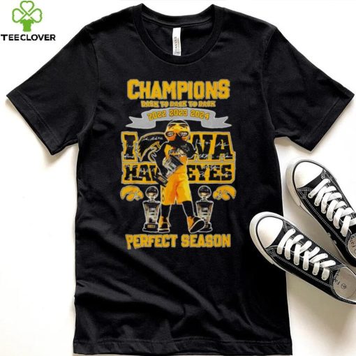 Iowa Hawkeyes Perfect Season mascot Champions Back to back to back 2022 2023 2024 signature hoodie, sweater, longsleeve, shirt v-neck, t-shirt