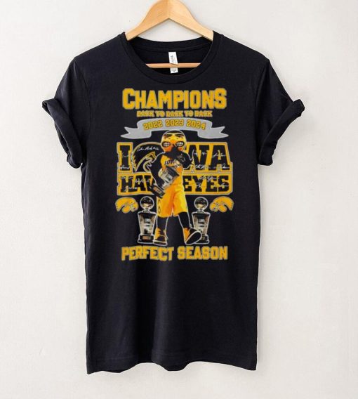 Iowa Hawkeyes Perfect Season mascot Champions Back to back to back 2022 2023 2024 signature hoodie, sweater, longsleeve, shirt v-neck, t-shirt