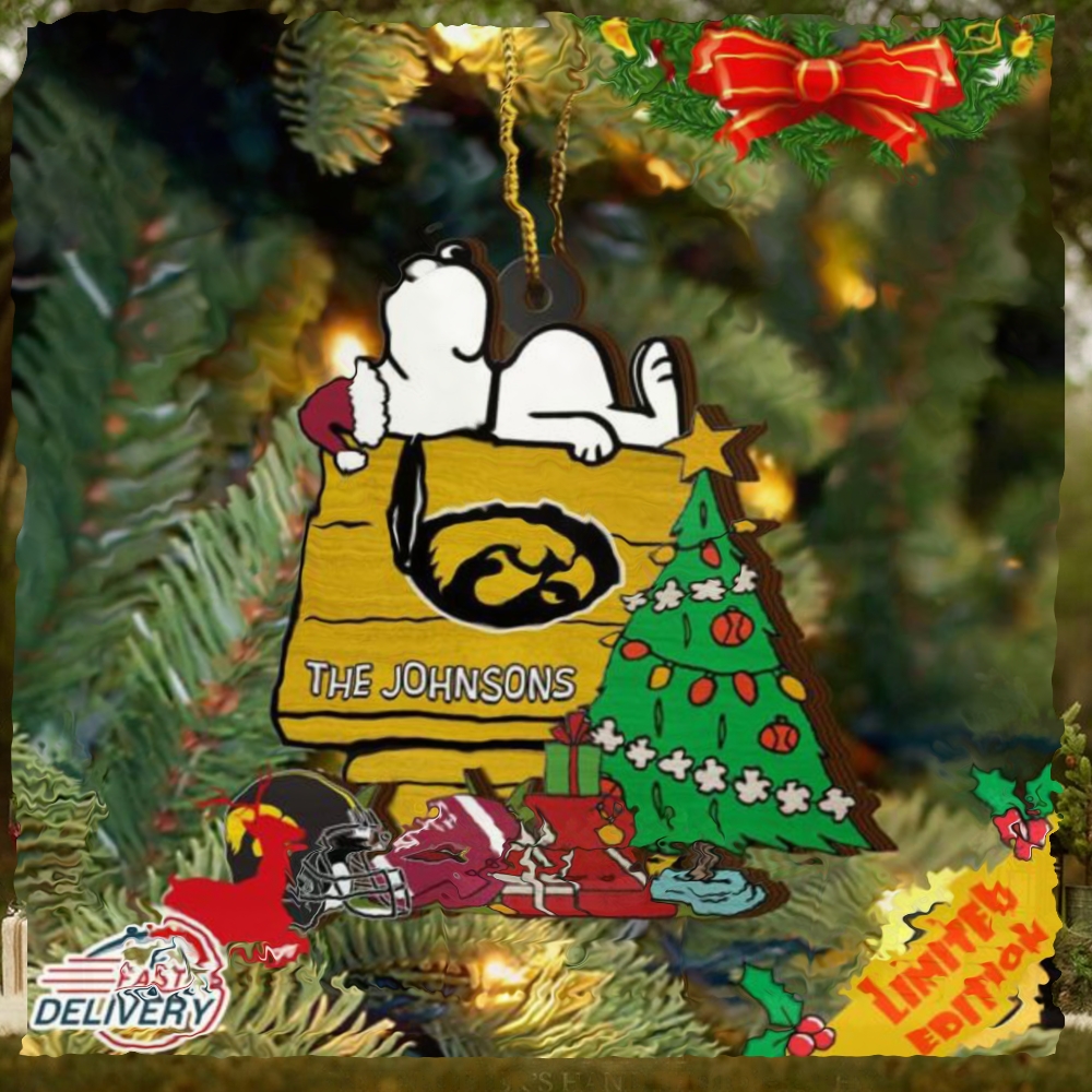 Iowa Hawkeyes Snoopy Christmas NCAA Ornament Custom Name Iowa Hawkeyes Snoopy Christmas NCAA Ornament Custom Name