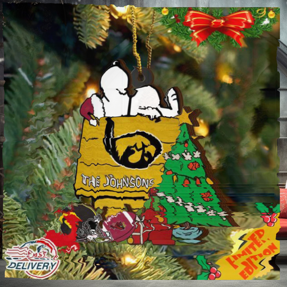 Iowa Hawkeyes Snoopy Christmas NCAA Ornament Custom Name Iowa Hawkeyes Snoopy Christmas NCAA Ornament Custom Name