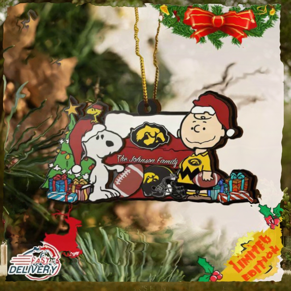 Iowa Hawkeyes Snoopy Christmas NCAA Ornament Custom Your Family Name Iowa Hawkeyes Snoopy Christmas NCAA Ornament Custom Your Family Name