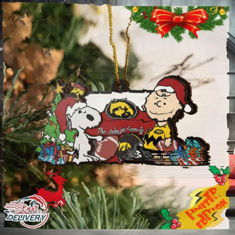 Iowa Hawkeyes Snoopy Christmas NCAA Ornament Custom Your Family Name Iowa Hawkeyes Snoopy Christmas NCAA Ornament Custom Your Family Name