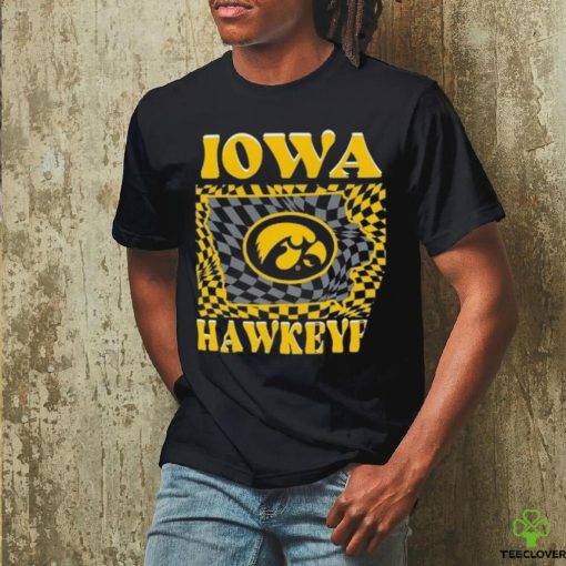 Iowa Hawkeyes Women's Comfort Colors Checkered Mascot T Shirt