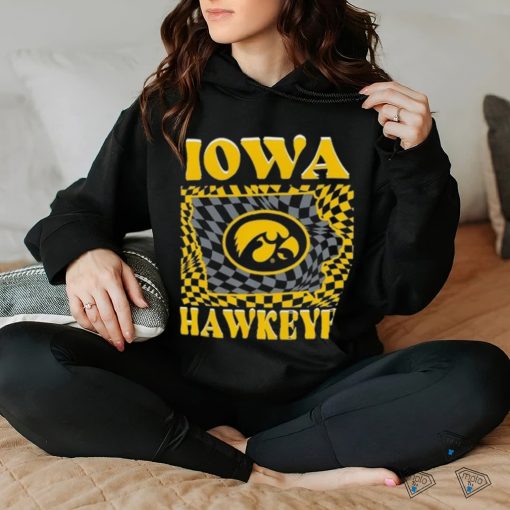 Iowa Hawkeyes Women's Comfort Colors Checkered Mascot T Shirt