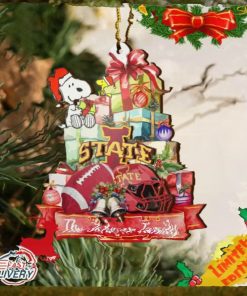 Iowa State Cyclones And Snoopy Christmas NCAA Ornament Custom Your Family Name