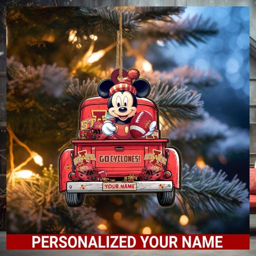 Iowa State Cyclones Mickey Mouse Ornament Personalized Your Name Sport Home Decor