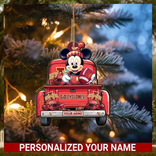 Iowa State Cyclones Mickey Mouse Ornament Personalized Your Name Sport Home Decor