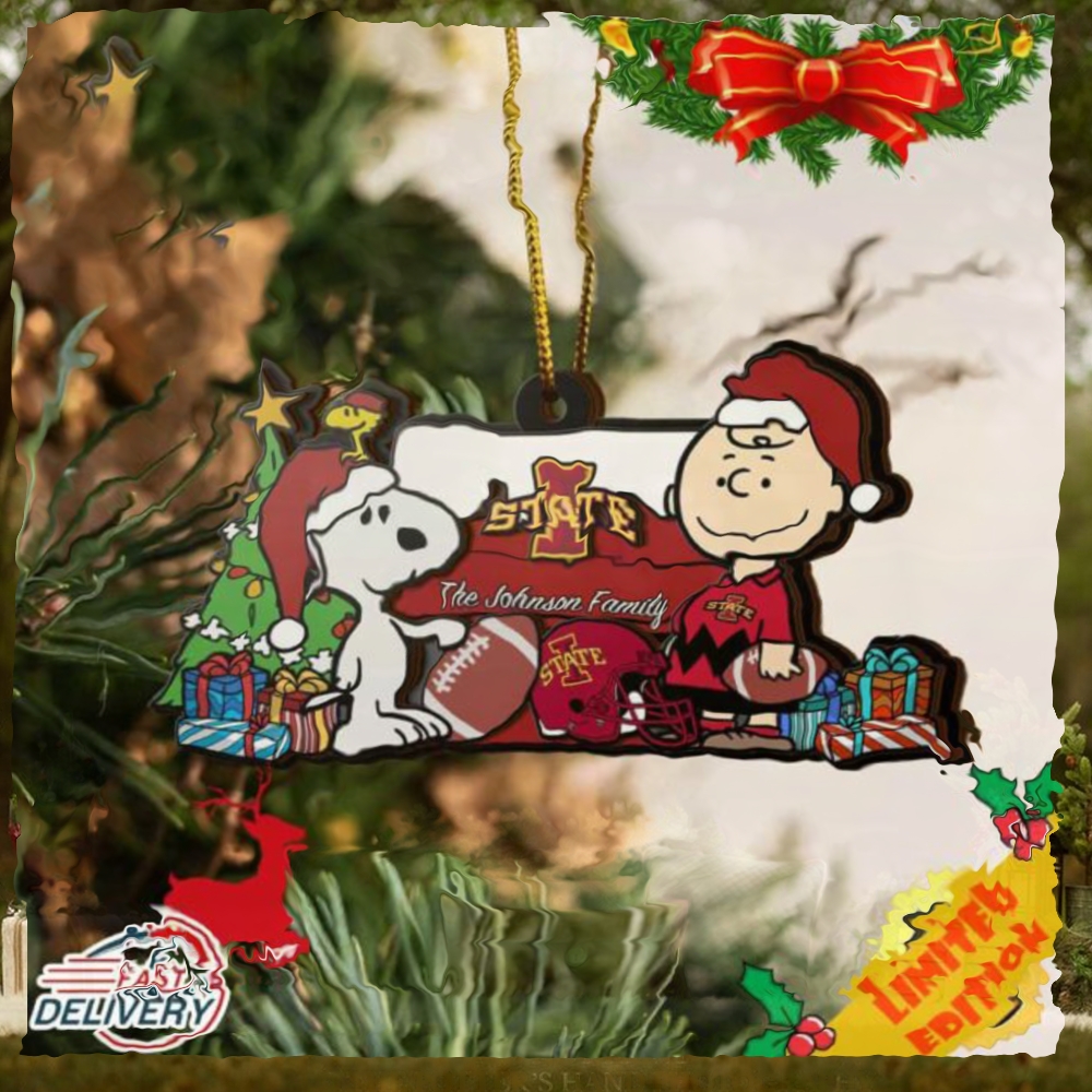 Iowa State Cyclones Snoopy Christmas NCAA Ornament Custom Your Family Name Iowa State Cyclones Snoopy Christmas NCAA Ornament Custom Your Family Name