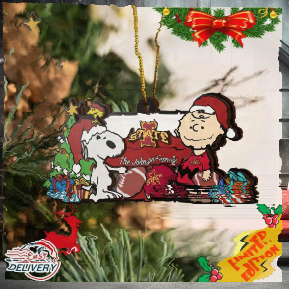 Iowa State Cyclones Snoopy Christmas NCAA Ornament Custom Your Family Name Iowa State Cyclones Snoopy Christmas NCAA Ornament Custom Your Family Name