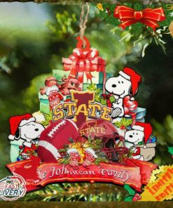 Iowa State Cyclones Snoopy Christmas NCAA Ornament Personalized Your Family Name