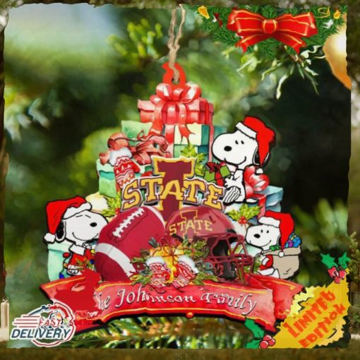 Iowa State Cyclones Snoopy Christmas NCAA Ornament Personalized Your Family Name