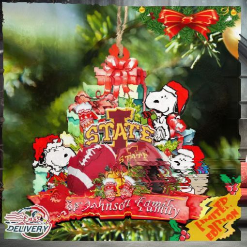 Iowa State Cyclones Snoopy Christmas NCAA Ornament Personalized Your Family Name