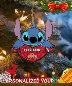 Iowa State Cyclones Stitch Custom Name Ornament NCAA And Stitch With Heart Ornament