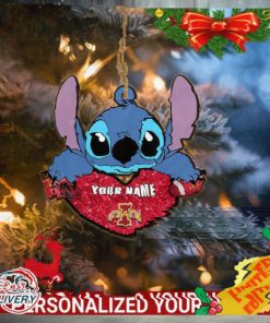 Iowa State Cyclones Stitch Custom Name Ornament NCAA And Stitch With Heart Ornament