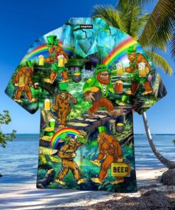Irish Bigfoot St Patrick s Day Hawaiian Shirt