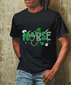 Irish Nurse St Patricks Day Shamrock Stethocsope T Shirt