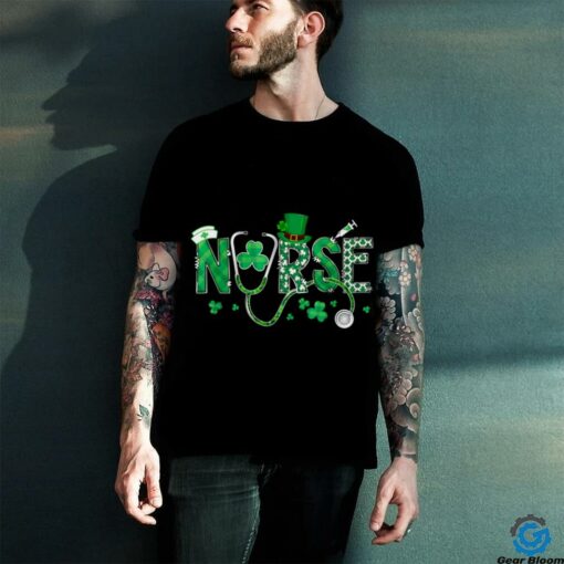 Irish Nurse St Patricks Day Shamrock Stethocsope T Shirt
