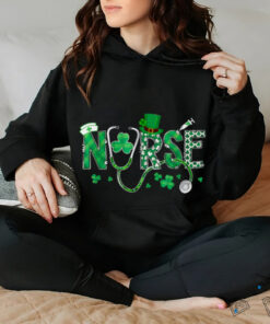 Irish Nurse St Patricks Day Shamrock Stethocsope T Shirt