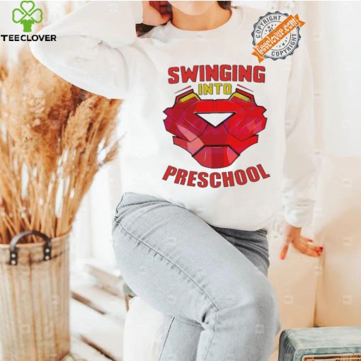 Iron man swinging into preschool hoodie, sweater, longsleeve, shirt v-neck, t-shirt