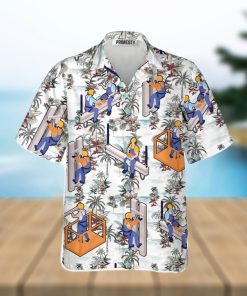 Ironworkers Floral Pattern White Background Ironworker Shirts For Men Ironworker Tropical Hawaiian Shirt
