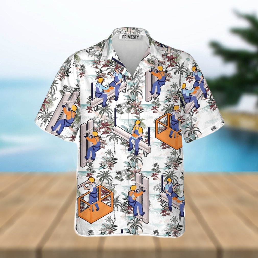 Ironworkers Floral Pattern White Background Ironworker Shirts For Men Ironworker Tropical Hawaiian Shirt Ironworkers Floral Pattern White Background Ironworker Shirts For Men Ironworker Tropical Hawaiian Shirt