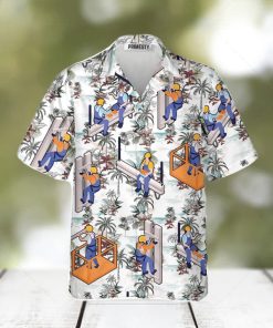 Ironworkers Floral Pattern White Background Ironworker Shirts For Men Ironworker Tropical Hawaiian Shirt