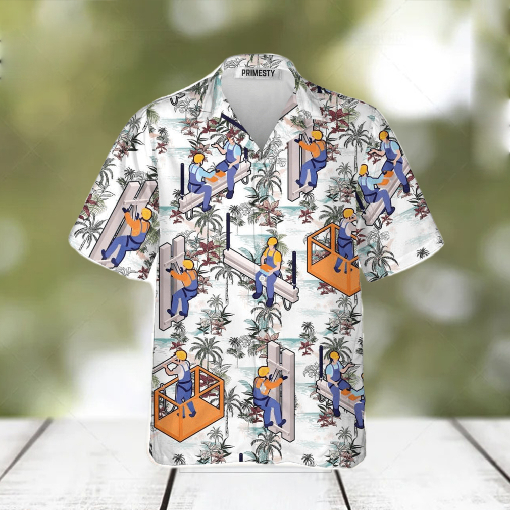Ironworkers Floral Pattern White Background Ironworker Shirts For Men Ironworker Tropical Hawaiian Shirt Ironworkers Floral Pattern White Background Ironworker Shirts For Men Ironworker Tropical Hawaiian Shirt