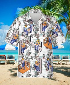 Ironworkers Floral Pattern White Background Ironworker Shirts For Men Ironworker Tropical Hawaiian Shirt