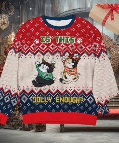 Is This Jolly Enough   Angry Cats   Knitted Ugly Sweater   Gifts For Cat Lover