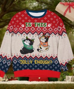 Is This Jolly Enough   Angry Cats   Knitted Ugly Sweater   Gifts For Cat Lover