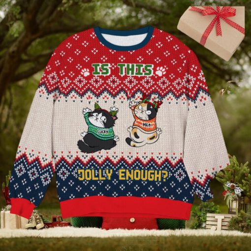 Is This Jolly Enough   Angry Cats   Knitted Ugly Sweater   Gifts For Cat Lover