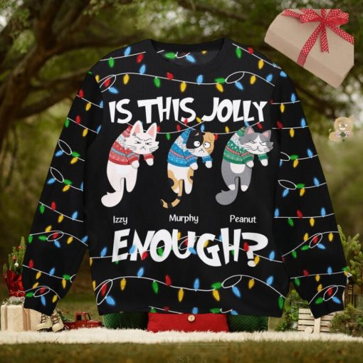 Is This Jolly Enough   Hanging Cat 2   Personalized Ugly Sweater