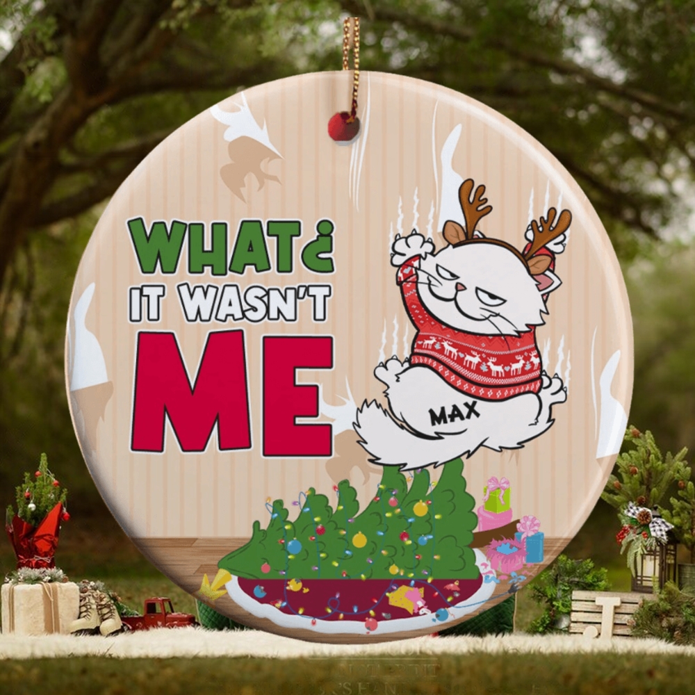 It Wasn't Me Personalized Ceramic Circle Ornament Gift For Cat Lover It Wasn't Me Personalized Ceramic Circle Ornament Gift For Cat Lover
