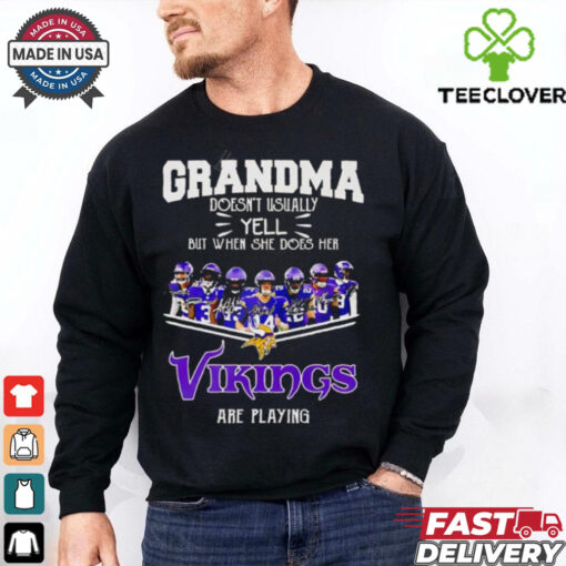 It’s A Great Day In Michigan Our Grandma Doesn’t Usually Yell But When She Does Her Vikings Are Playing shirt